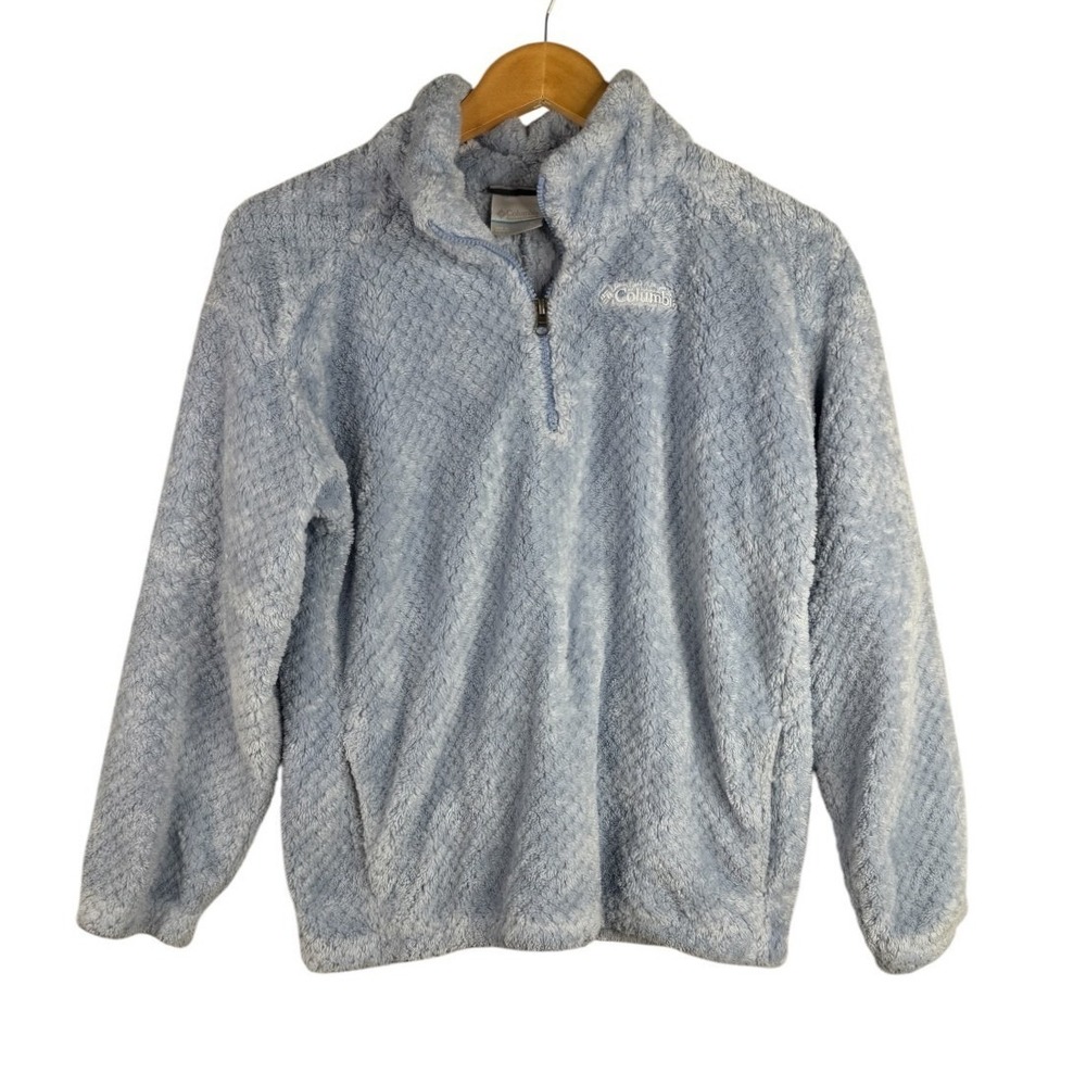 Columbia Sportswear Women's Full Zip Sherpa Fleece Jacket Size XL Light Blue